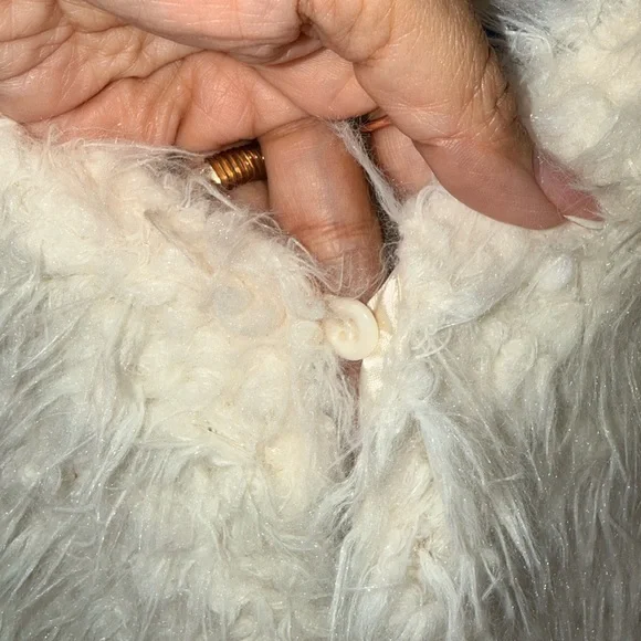 Design History Faux Fur Vest Small Cream Cozy Teddy Sleeveless Jacket Vest - Picture 5 of 6